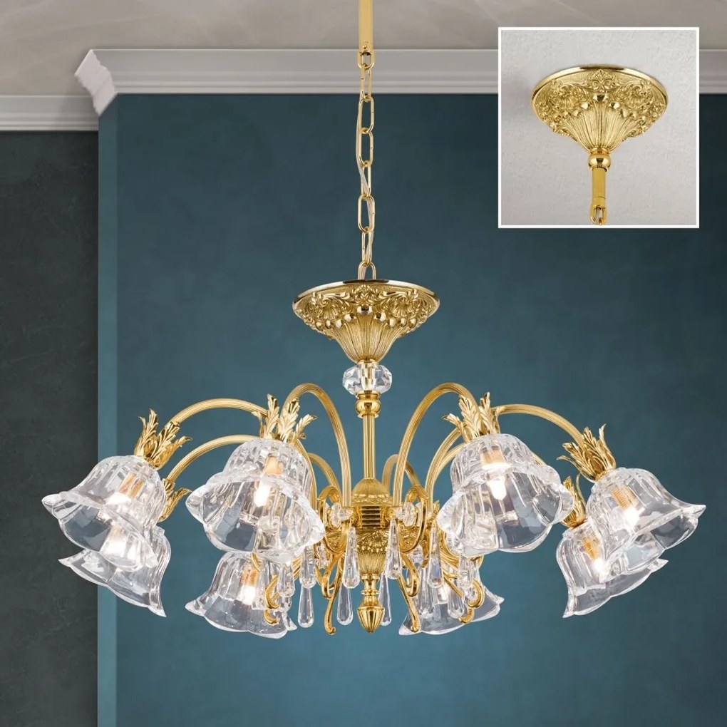 Candelabru cristal design lux LA BOHEME D-72cm 8L gold plated