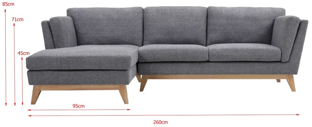 Supermobel Set canapea în formă de SKD 978, 260x85x162, gri întuneric, stânga