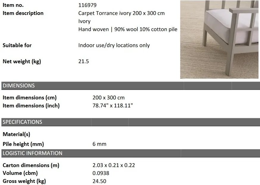 Covor design LUX tesut manual Torrance 200x300cm