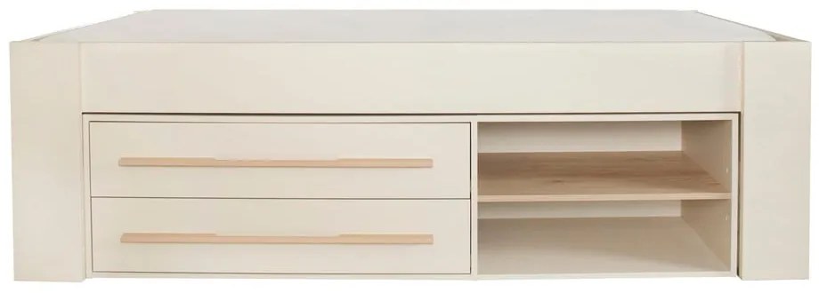 Pat pentru copii bej cu spațiu de depozitare fără somieră 90x200 cm Captain – Roba