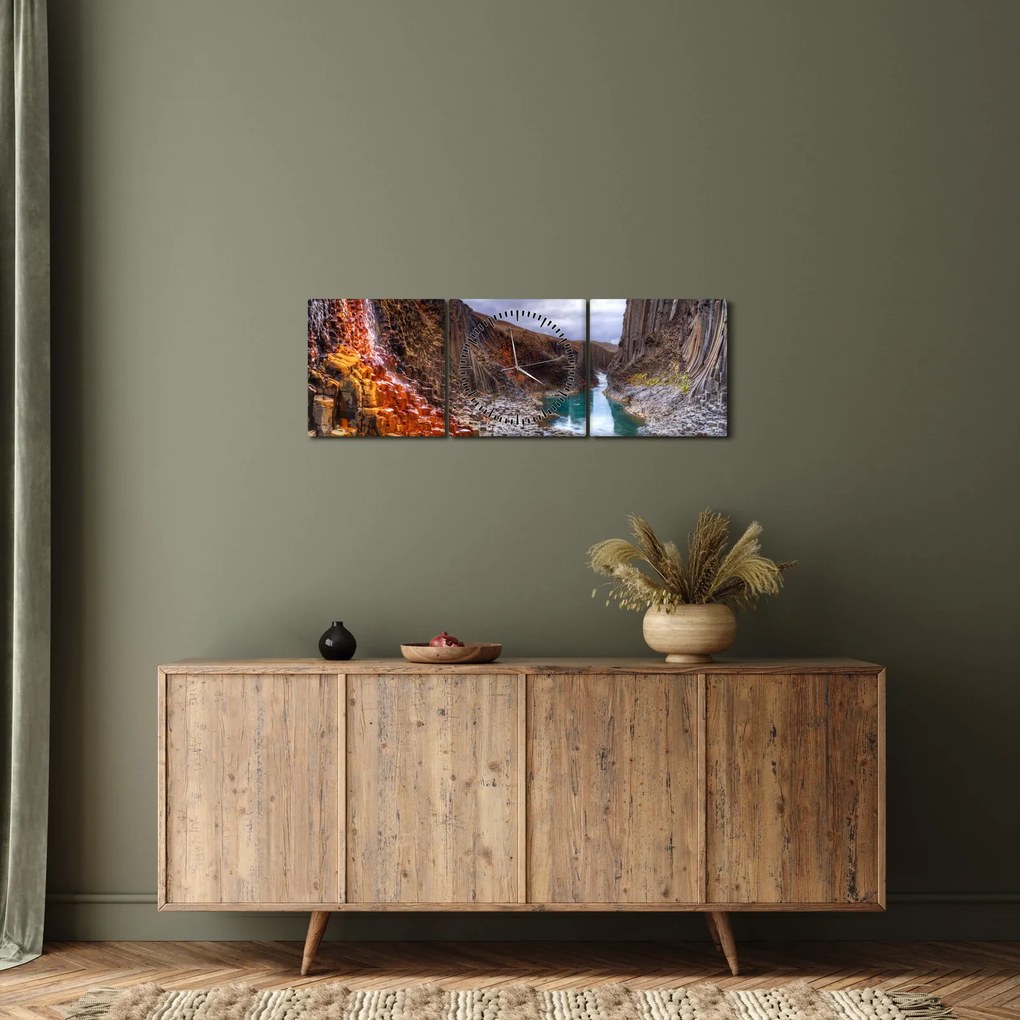 Tablou - Canionul Studlagil (cu ceas) (90x30 cm)