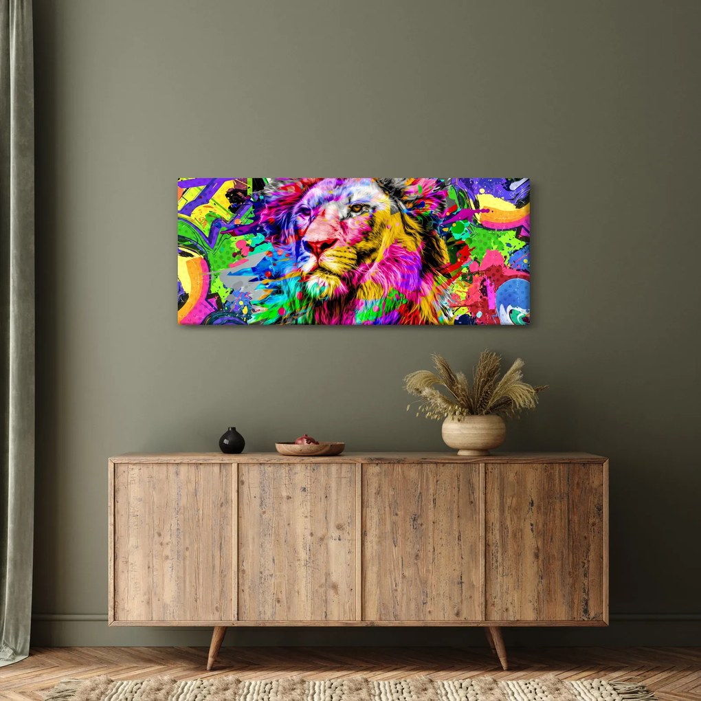 Tablou - 3D imaginea leului (120x50 cm)