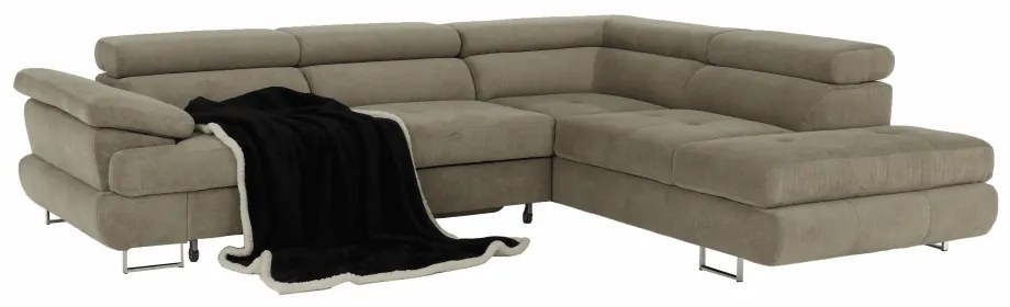Set canapea cu spaţiu de depozitare, maro deschis melanj, material textil, dreapta, BUTON R