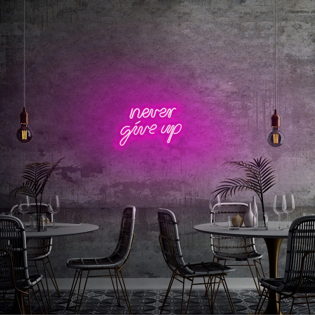 Aplica de Perete Neon Never Give Up, Roz