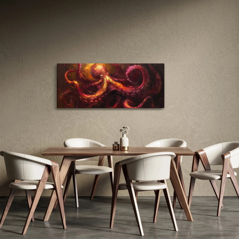 Tablou - Octopus, pictură în ulei (120x50 cm)