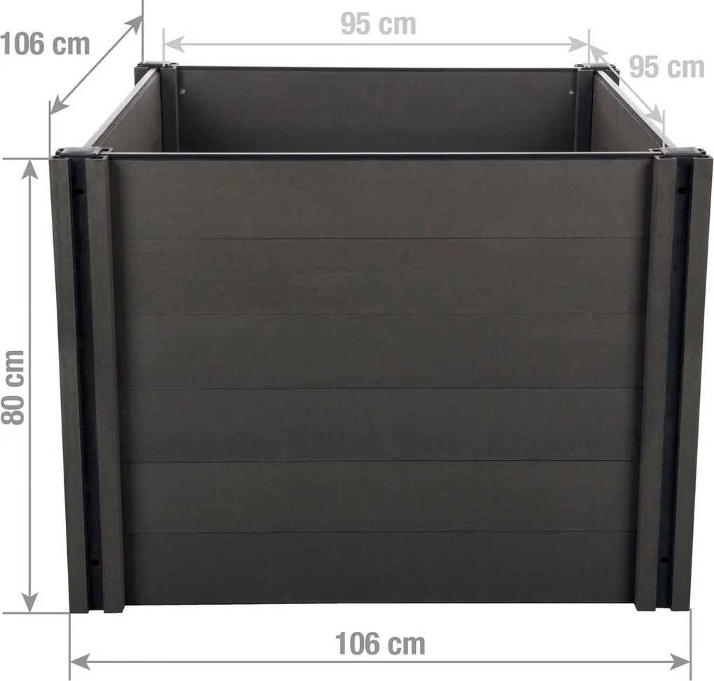 Paturi ridicate G21 Crop 106 x 106 x 80, WPC, Eben, 80 cm