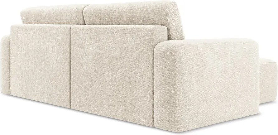 Colțar crem extensibil/cu spațiu de depozitare cu tapițerie din chenille (cu colț pe partea stângă/cu șezlong) Kona – Makamii