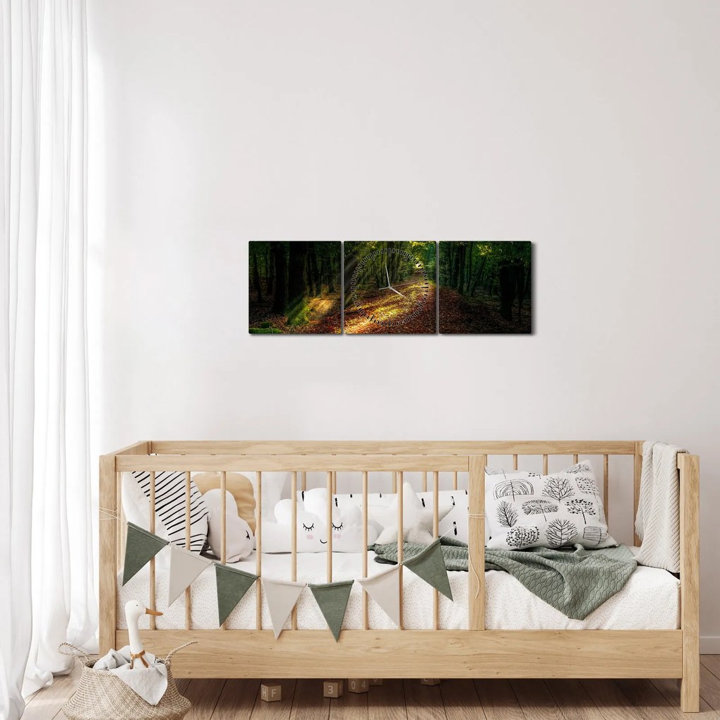 Tablou cu poteca prin pădure (cu ceas) (90x30 cm)