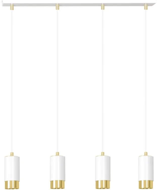 Lustra moderna cu spoturi stil minimalist FUMIKO 4 alb/auriu