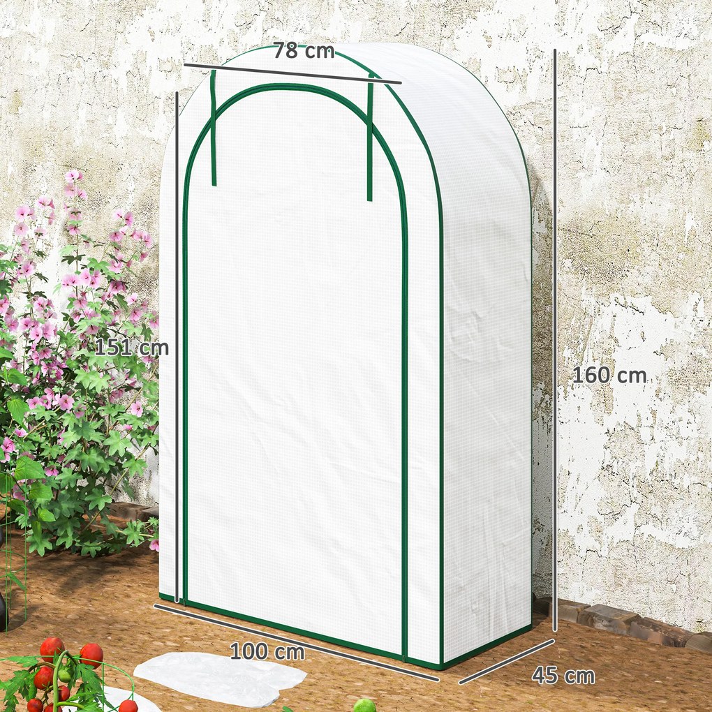 Outsunny Mini solar, solar cu patru niveluri cu acoperire din plastic, portabil, ușă rulabilă, 100 x 45 x 160 cm, alb | Aosom Romania