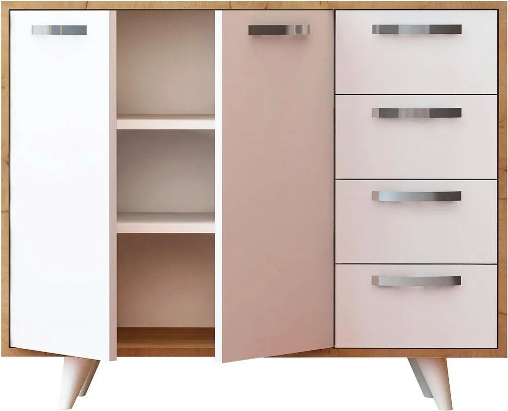 Dulap multifunctional, Hanah Home, Waga, 100x82x35 cm, Stejar / Alb