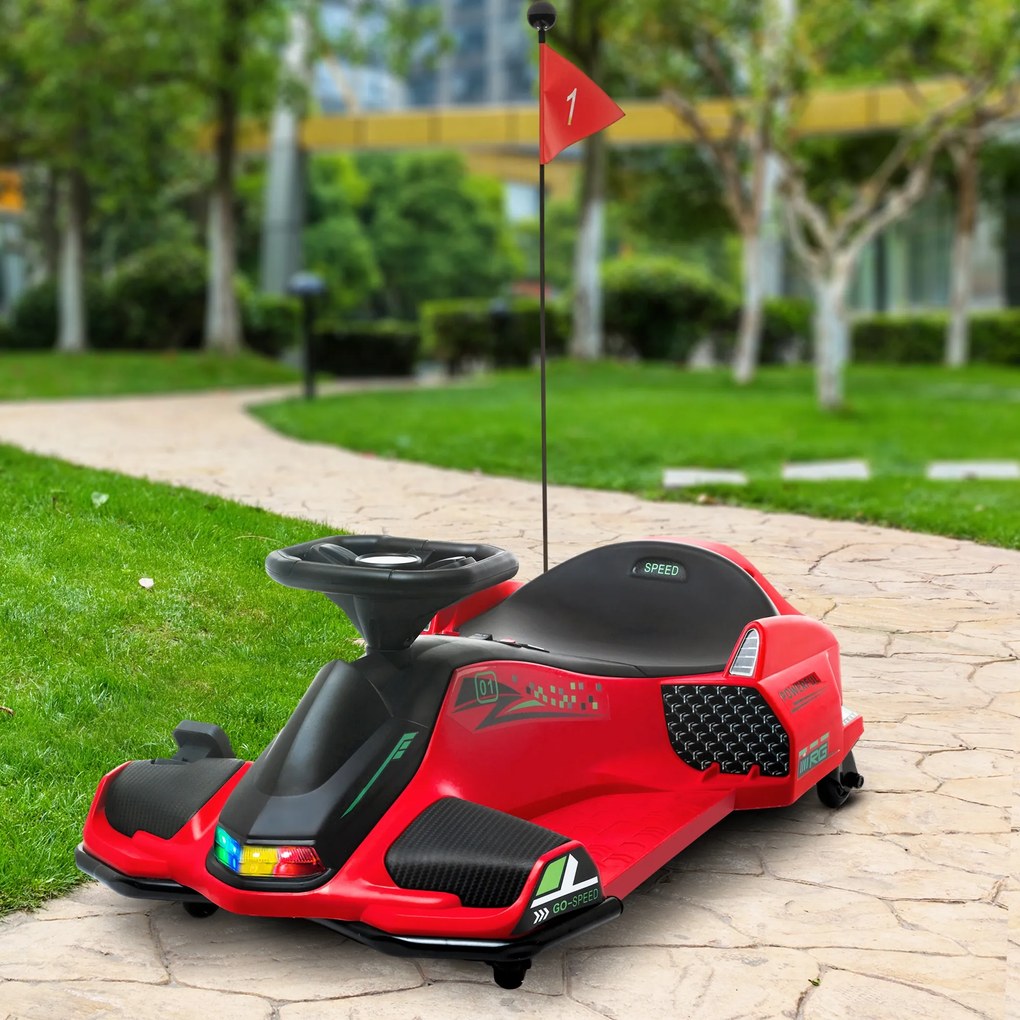 HOMCOM Kart Electric pentru Copii cu Pedale pentru Copii cu Pornire Lentă și Centură, 90x53x99 cm, Roșu | Aosom Romania