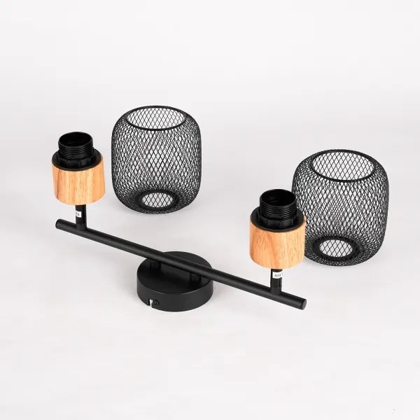 Brilagi - Spot de iluminat BASKLITE 2xE27/15W/230V lemn de cauciuc/negru