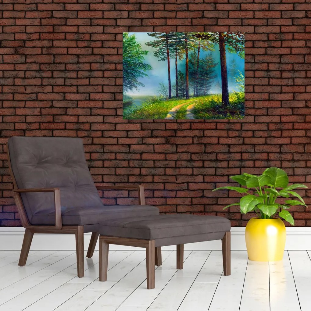 Tablou pe sticlă - Pictură în ulei de peisaj (70x50 cm)