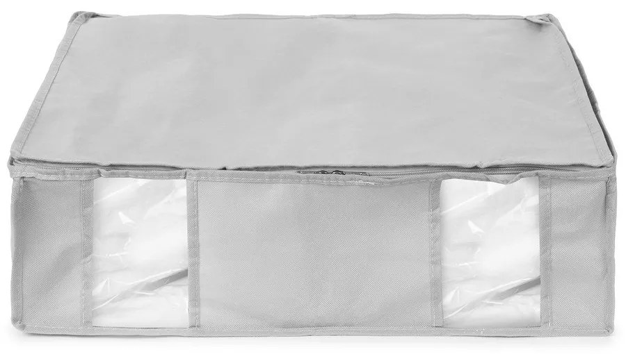 Cutie de depozitare pentru haine din material textil cu vacuum/cu pereți întăriți 56x56x16,5 cm Granit – Compactor