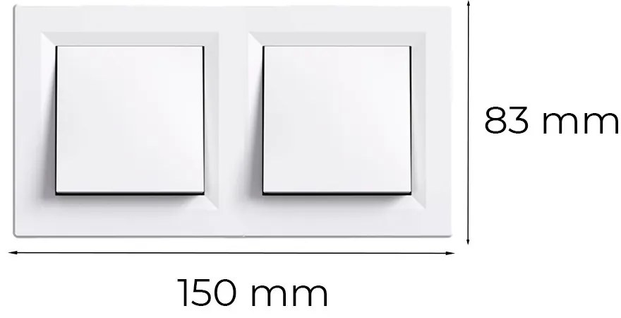 Întrerupător transversal dublu Nova 10A 250V 107 alb cu cadru dublu