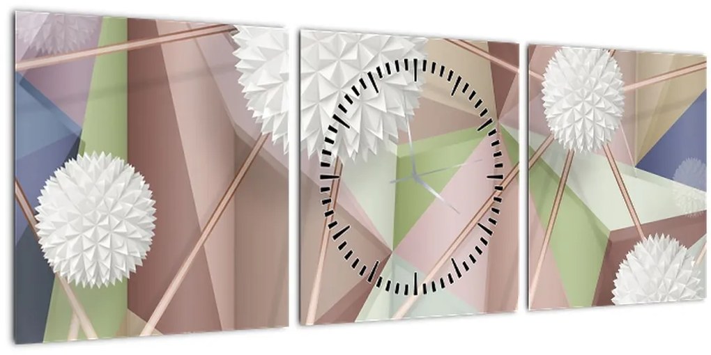 Tablou - 3D abstract culori pastel (cu ceas) (90x30 cm)