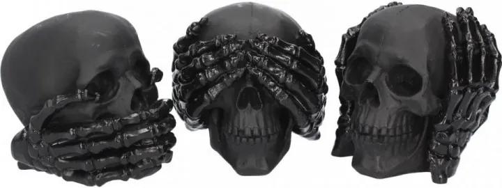 Set 3 statuete Trei cranii negre intelepte
