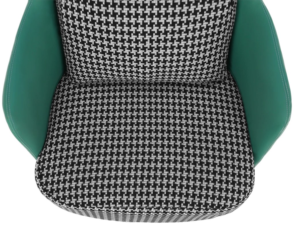 Fotoliu design, model alb-negru/ piele ecologică turcoaz, EMREN