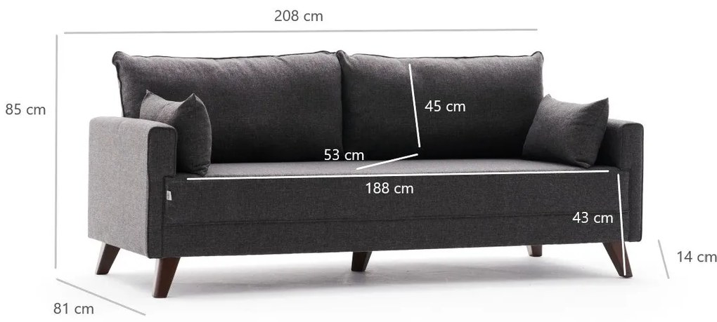 Canapea extensibilă Bella Sofa Bed - Anthracite