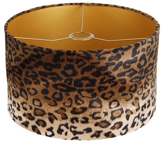 Abajur din catifea cu imprimeu leopard 35/35/20 interior auriu