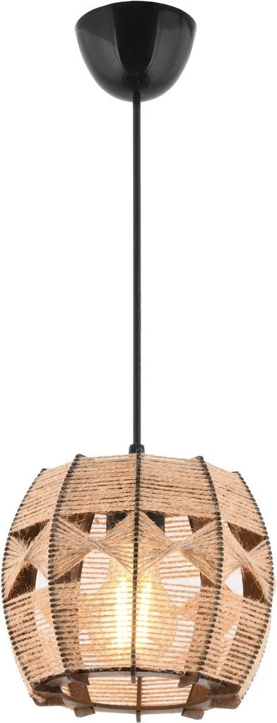 Lustra BARRIL JUTE, bej/negru, iuta/lemn, 20x50 cm