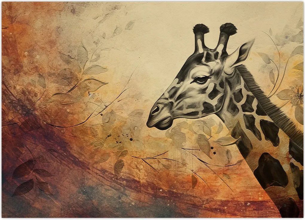 Tablou - Girafă, pictură (70x50 cm)