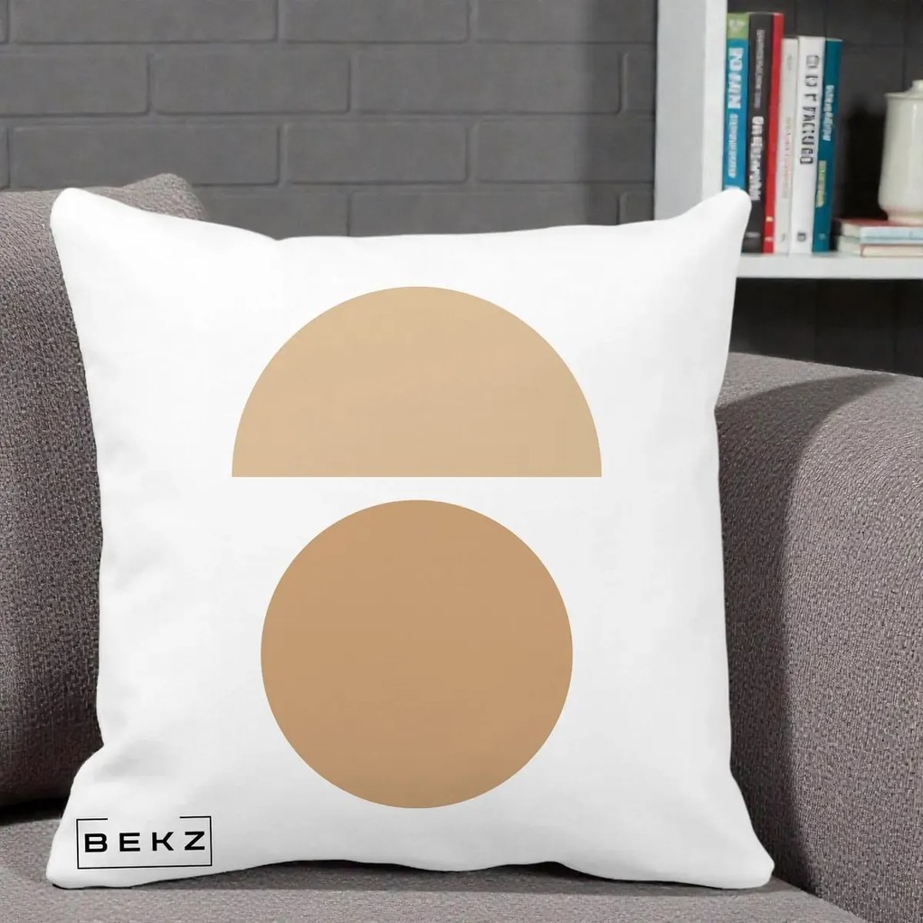 Perna Decorativa Geometric Minimalist Auriu, 40x40 cm, Alba Mata, Husa Detasabila, Perna Inclusa, BEKZ®