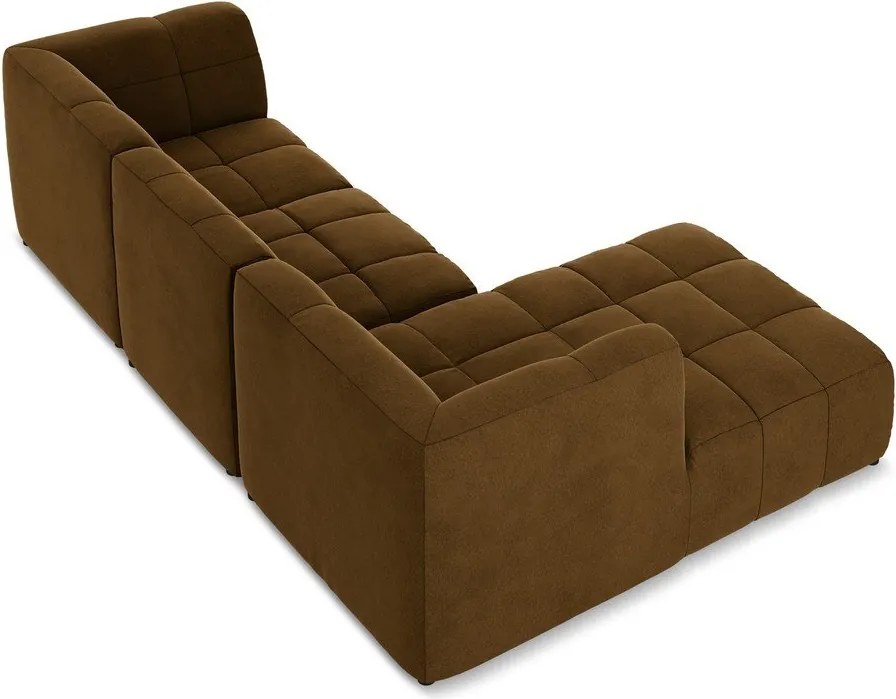 Colțar galben muștar cu tapițerie din catifea (cu colț pe partea stângă/cu șezlong) Aloha – Makamii