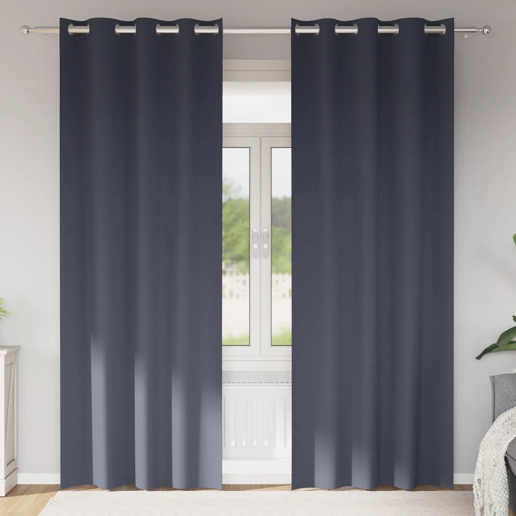 vidaXL Perdele cu perdele 2 pcs Antracit 225 x 140 cm Poliester