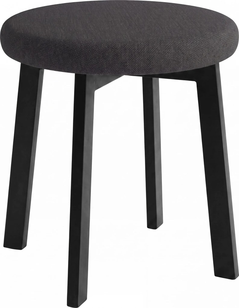 MAZZONI EXPORT Taburet rotund ZOI Negru (Storm 100) / cadru din stejar negru