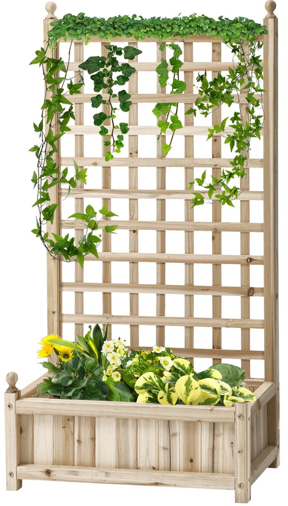 Outsunny Elegant Căsuță de flori cu Grilaj pentru Plante Cățărătoare din Lemn Natural | Aosom Romania