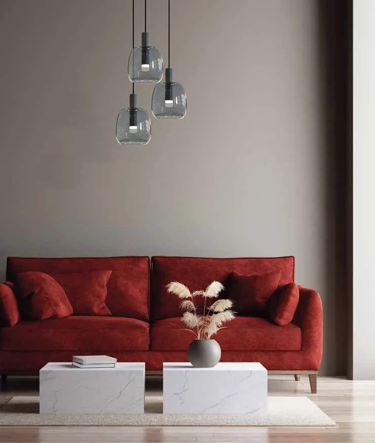 Lustra LED cu 3 pendule design modern Vicun negru 38cm
