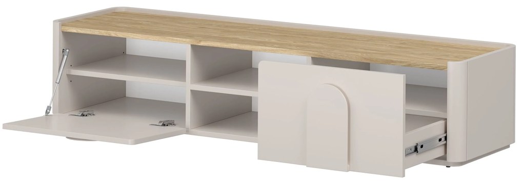 Comodă TV Amilio 170 cm cu sertar - cashmir / stejar uleiat / mânere cashmir