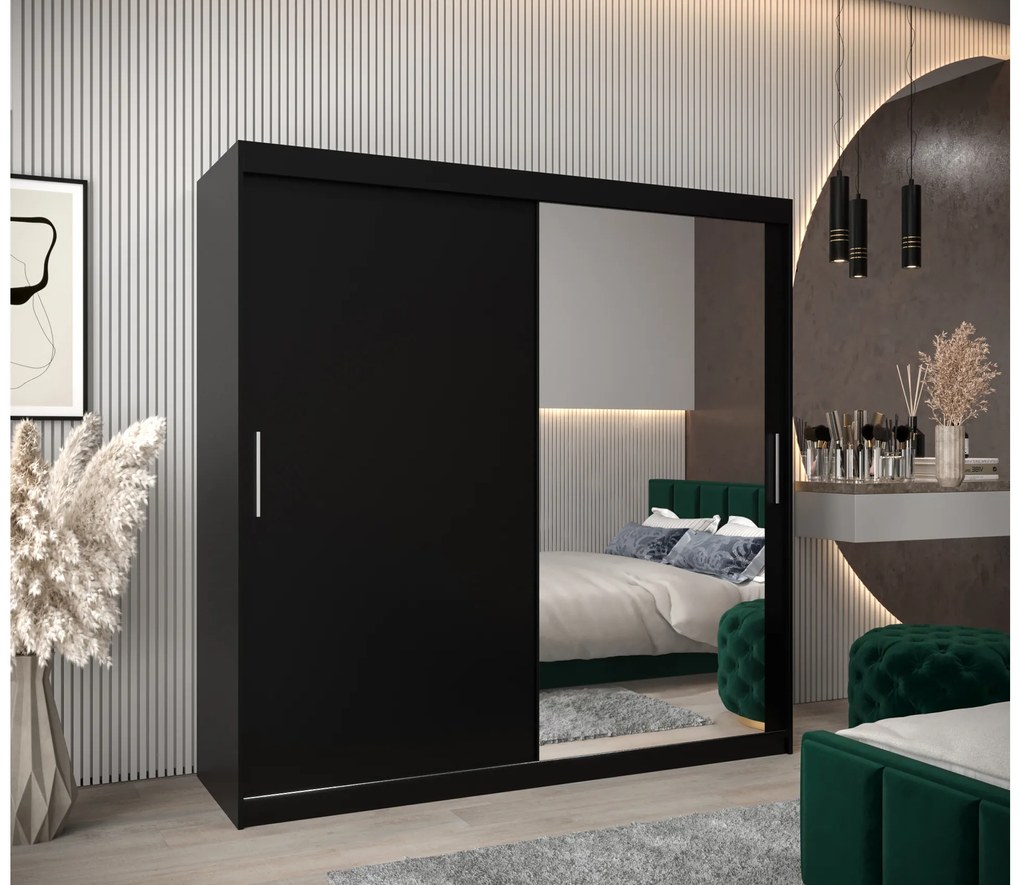 Dulap de haine 200 cm Toki 2 (negru mat + negru mat). 1065018