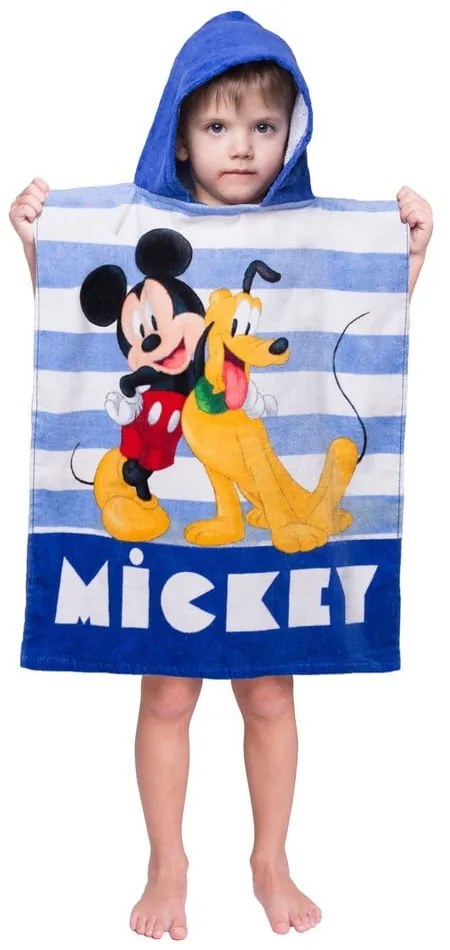 Poncho pentru copii albastru din frotir Mickey – Jerry Fabrics
