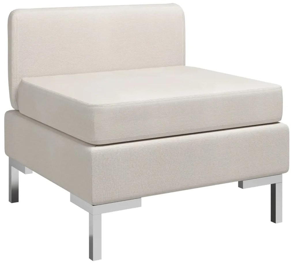 vidaXL Canapea de mijloc modulară cu pernă, crem, material textil