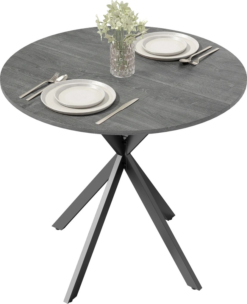 HOMCOM Masă rotundă de bucătărie, 80 cm, blat compact, PAL, metal, Gri | Aosom Romania