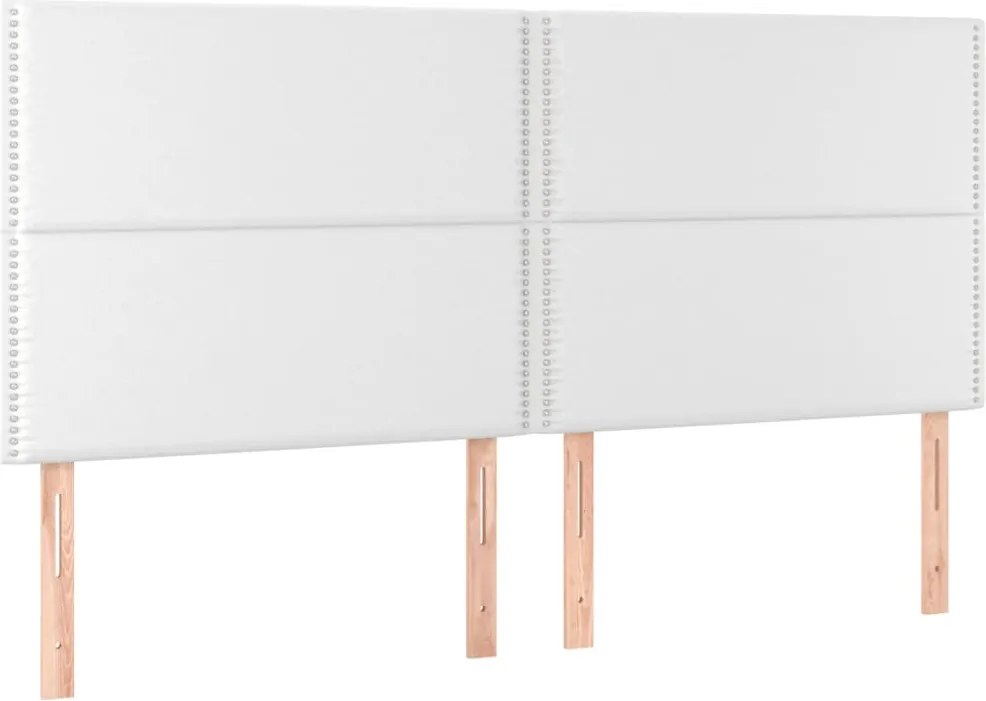 vidaXL Tăblie de pat albă 200x5x118/128 cm piele ecologică
