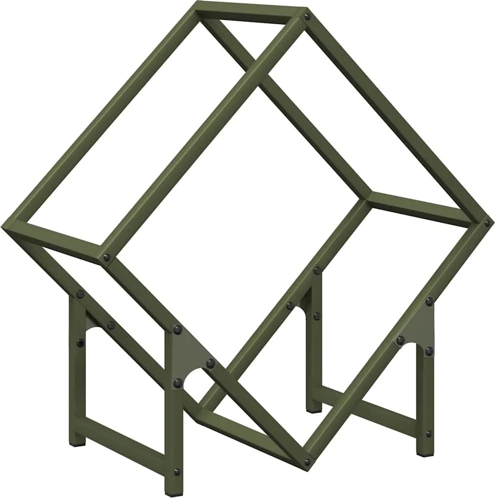vidaXL Suport pentru lemne de foc Verde măsline Oțel laminat la rece
