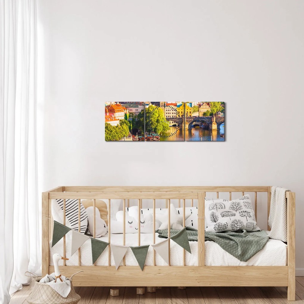 Tablou - Praga (cu ceas) (90x30 cm)