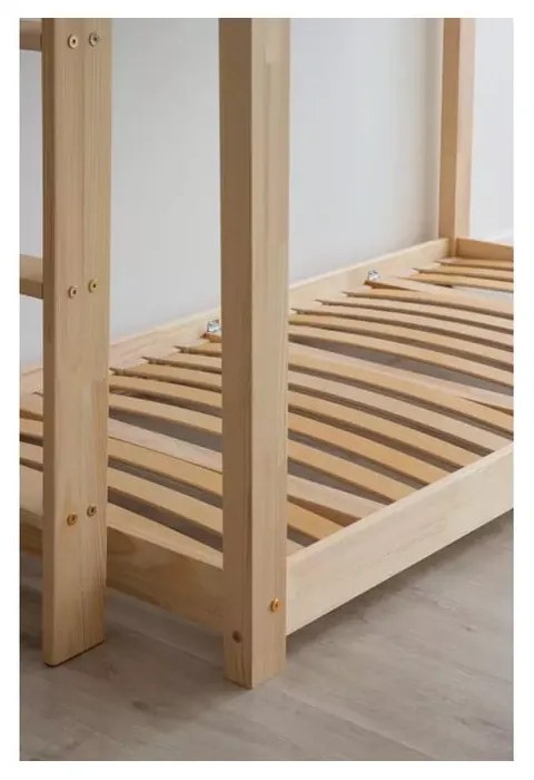 Pat pentru copii în culoare naturală cu spațiu de depozitare cu somieră 90x200 cm DMPB – Adeko