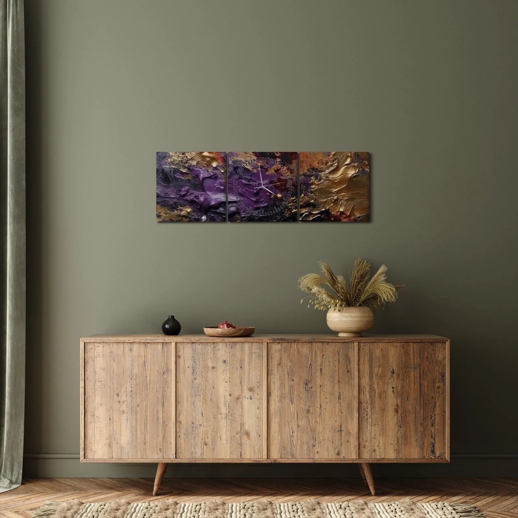 Tablou - Abstracție texturată (cu ceas) (90x30 cm)