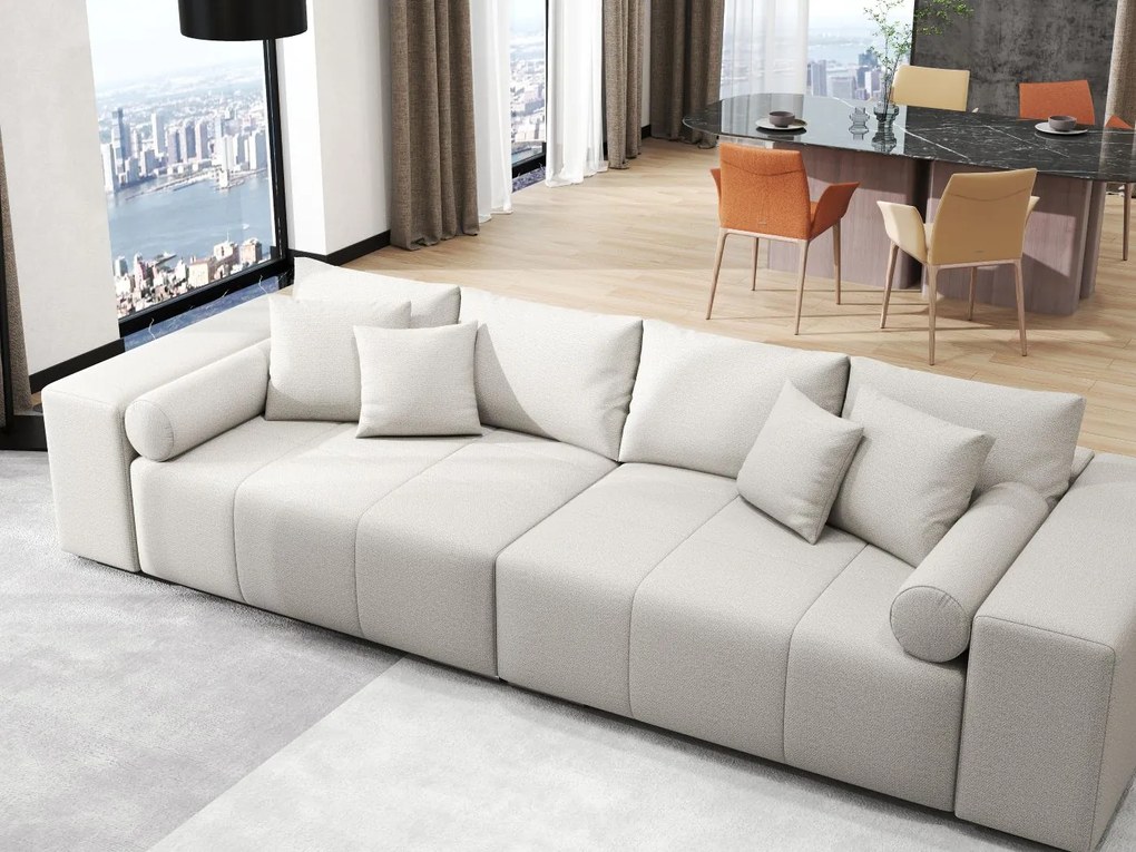 Canapea extensibilă dumonde cu ladă de depozitare si sezut confortabil din spuma high-density, Marbela Enjoy Beige XXL 295x100 cm
