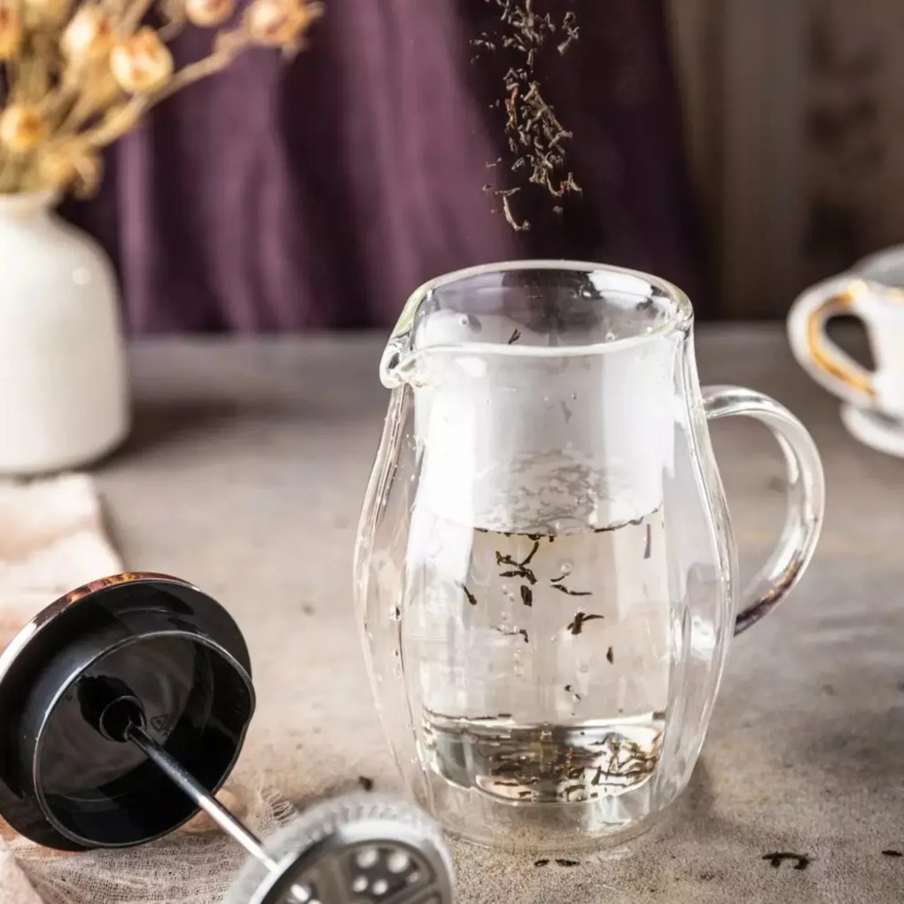 Infuzor pentru cafea/ceai, sticlă, culoare cupru, 0,35L Klausberg KB7721, cu perete dublu