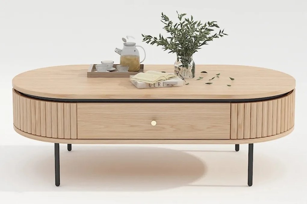 Masuta de cafea cu furnir de stejar ATELIER 120cm