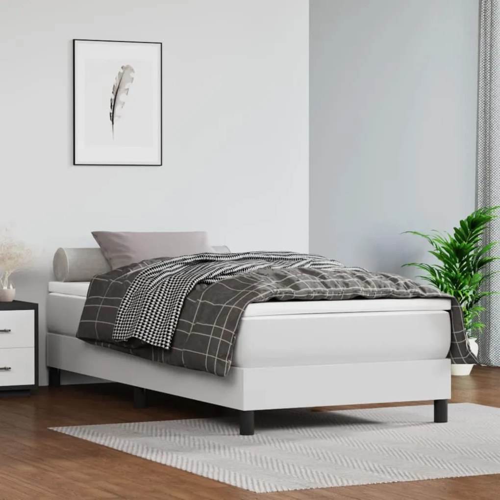 Cadru de pat box spring, alb, 80x200 cm, piele ecologică