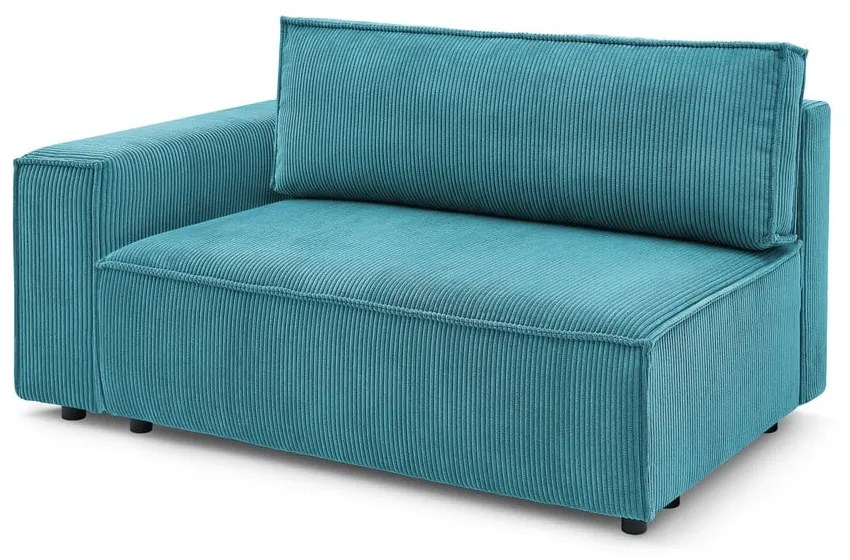 Modul pentru canapea albastru cu tapițerie din catifea reiată (cu colț pe partea stângă ) Nihad modular – Bobochic Paris