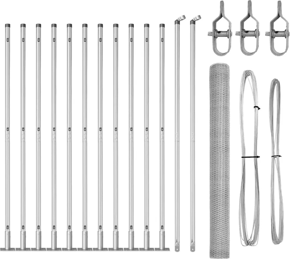 vidaXL Stâlp de gard. Argintiu 25 x 1,6 m (plasă de 13 mm) Oțel