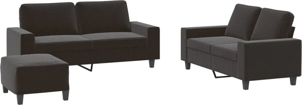 vidaXL Set de canapele, 3 piese, negru, textil